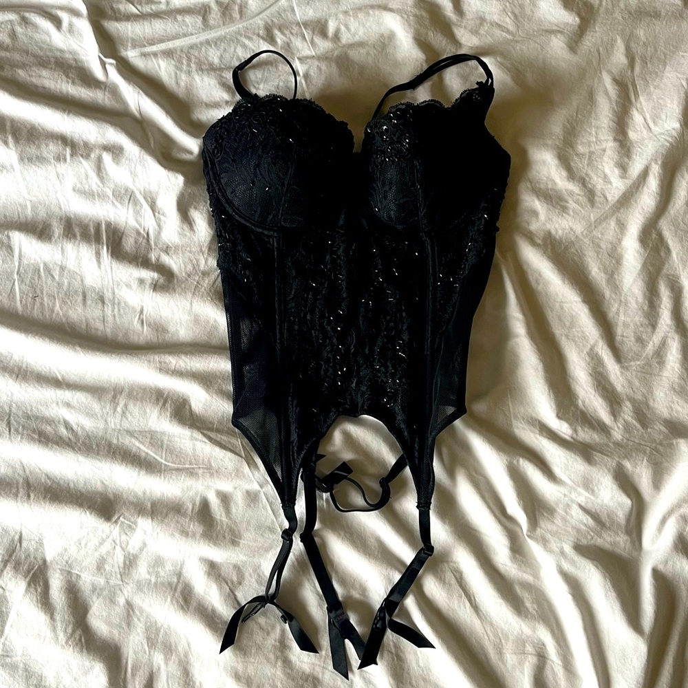 Vintage Victoria’s Secret Beaded Bustier/Corset with Garters